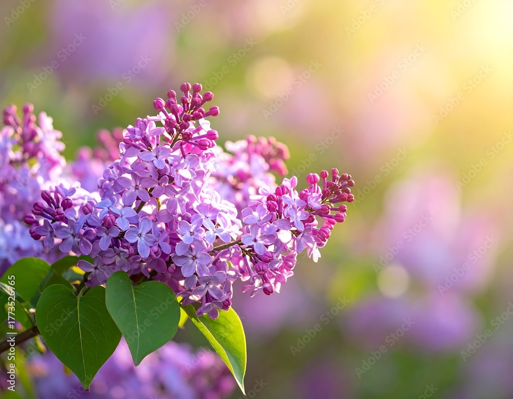 Obraz premium Vibrant lilac blossoms in sunlight