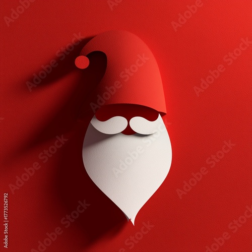 Christmas Santa Claus paper craft. Holiday celebration, Merry Xmas! December banner, design in cartoon style. 