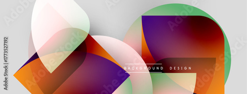 Abstract geometric shapes overlap. Vibrant colors blend, creating modern background design. Soft gradients enhance visual appeal.