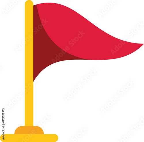 Simple waving red flag icon, great for projects involving location marking, success and more