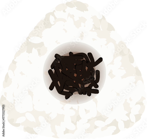 Onigiri/rice ball illustration,  Seasoned Kombu, kelp / おにぎり・おむすびのイラスト  味付け 昆布 日本