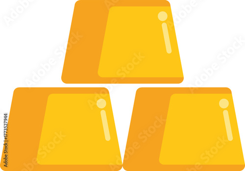 Simple vector illustration of three gold bars stacked on a white background, representing wealth, investment, and financial success