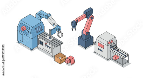 Isometric automated robotics and assembly line technology for manufacturing