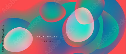 Vibrant abstract background. Overlapping colorful circles create fluid, modern design. Gradient hues blend seamlessly, offering dynamic visual effect.