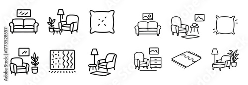 Cozy Furniture Doodle Icons