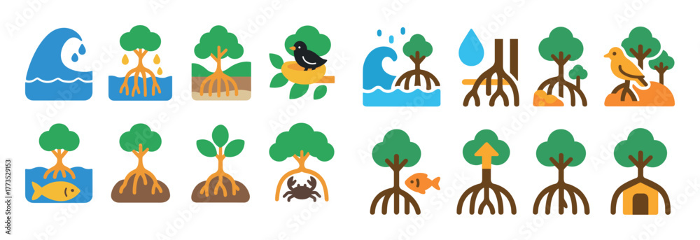 Obraz premium Mangrove Process Icons
