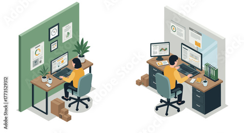Remote vs office workspaces in isometric design: analyzing productivity and comfort