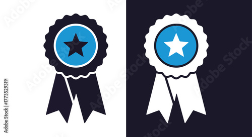 Quality award rosette icons vector - Vector icon symbol for website - Icon vector - Blue icon vector