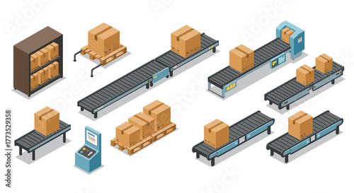 Isometric conveyor belt and packaging equipment for modern warehouse automation