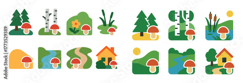 Mushroom Picking Icons