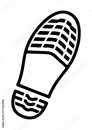 Graphic Black Outline Shoe Sole Print Icon, Clean and Identifiable