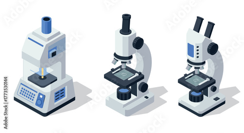 Isometric microscopes: modern laboratory equipment collection for scientific research