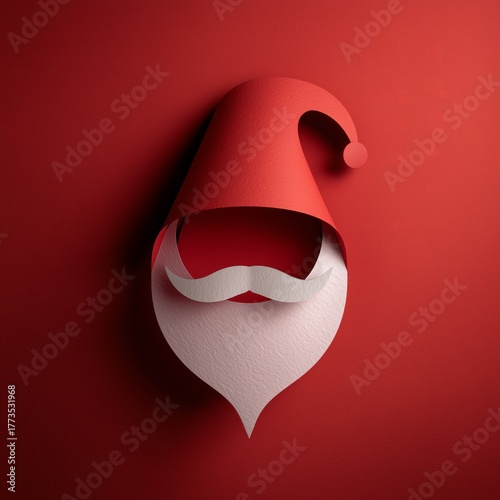 Christmas Santa Claus paper craft. Holiday celebration, Merry Xmas! December banner, design in cartoon style. 