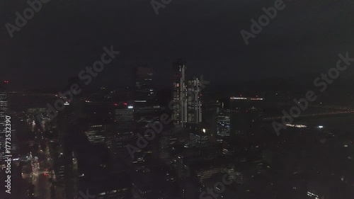 Wallpaper Mural Drone View of Seoul city in South Korea, Night of Yeouido Financial District Torontodigital.ca