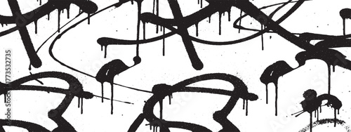 High contrast black and white graffiti grunge texture vector overlay