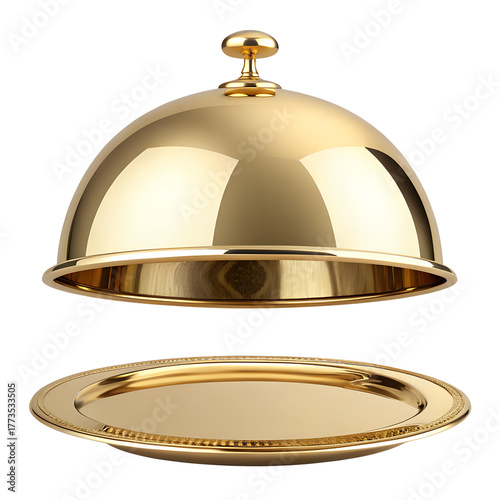 Luxurious Golden Cloche and Platter Set for Fine Dining Service