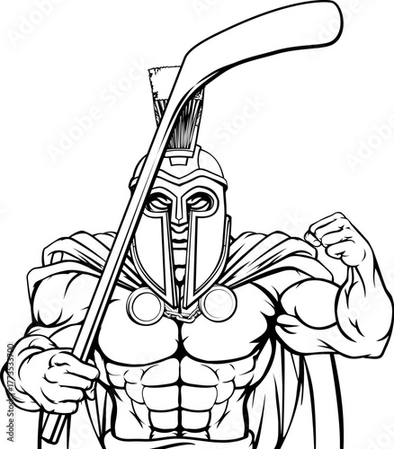 A trojan or spartan man ice hockey sports team cartoon mascot