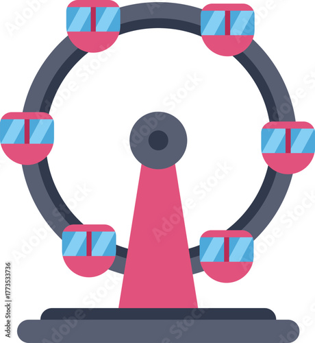 Colorful ferris wheel turning at a summer festival or amusement park