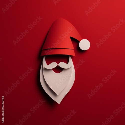 Christmas Santa Claus paper craft. Holiday celebration, Merry Xmas! December banner, design in cartoon style. 