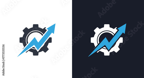 Settings performance growth concept logo - Vector icon symbol for website - Icon vector - Blue icon vector