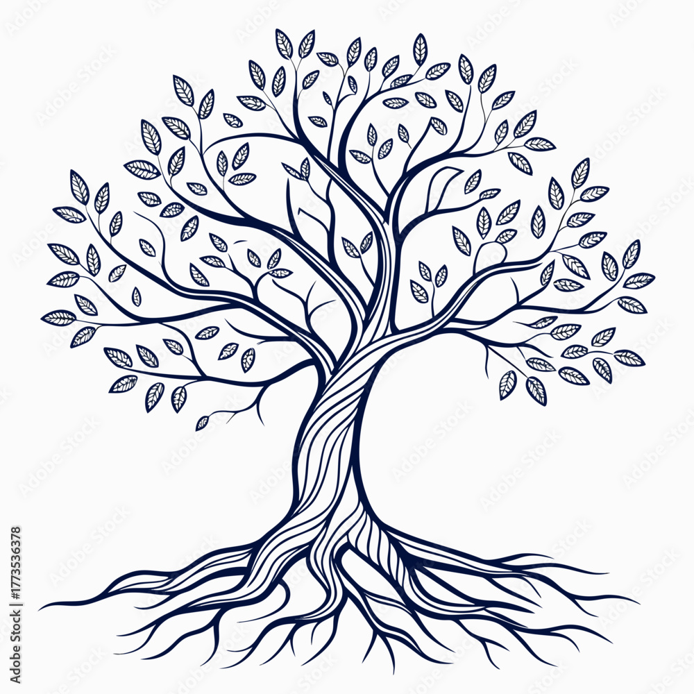 Obraz premium Tree with roots and leaves