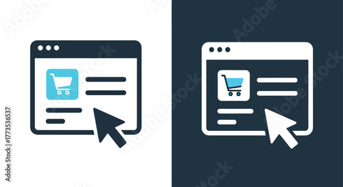E-commerce website shopping click icon - Vector icon symbol for website - Icon vector - Blue icon vector