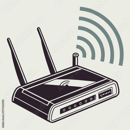 Wireless router with signal waves for internet access