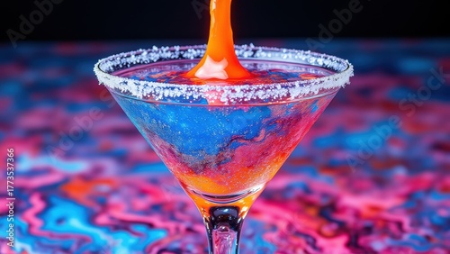 Colorful Cocktail in Vibrant Glass