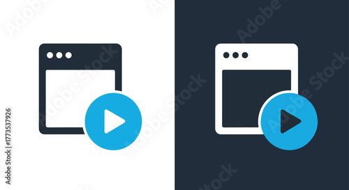 Website video media streaming icon - Vector icon symbol for website - Icon vector - Blue icon vector