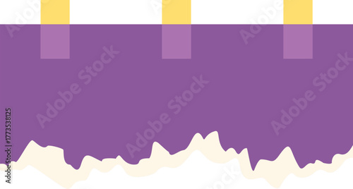 Three purple sticky notes attached to a torn piece of paper creating a visually appealing composition