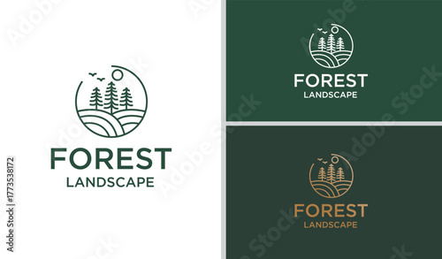 nature line art logo designs, school organization logos and nature plantation logos,