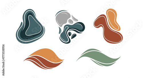 Abstract organic vector shapes, fluid forms with negative space for modern logo and design elements