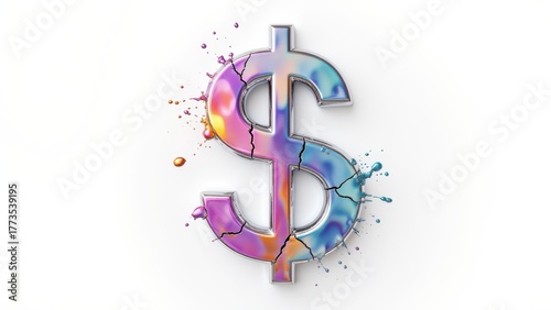 Colorful Dollar Sign with Paint Splashes