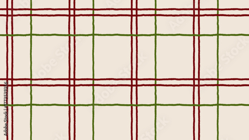 Christmas gingham plaid seamless pattern in red and green, cozy festive background vector