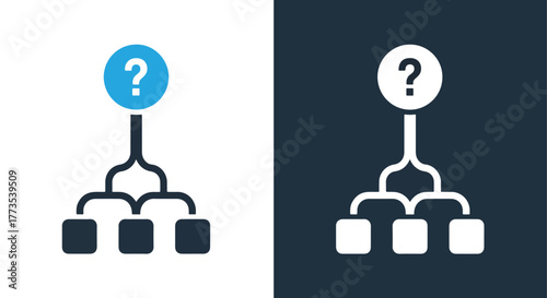 Question mark flowchart concept icon set - Vector icon symbol for website - Icon vector - Blue icon vector