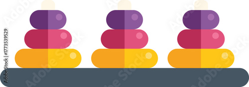 Stacking rings toy with vibrant colors, stimulating creativity and fine motor skills in young children