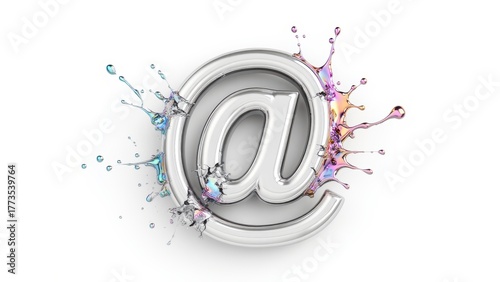 Silver At Symbol with Colorful Splash