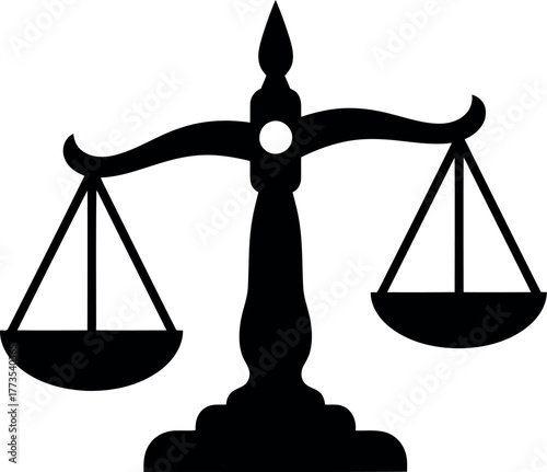 Justice scales silhouette symbol law legal balance equity fair judgment vector