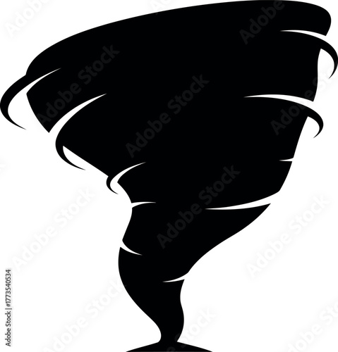 Dynamic tornado silhouette abstract swirling storm icon vector