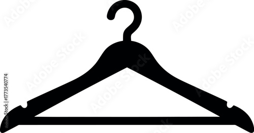Minimalist black clothes hanger silhouette for fashion and retail vector