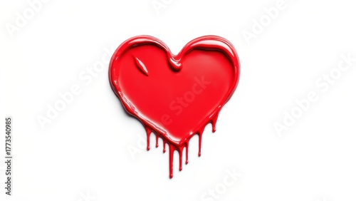 Red Heart Shape with Dripping Paint Effect