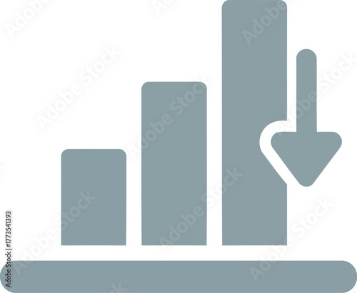 Financial bar chart downturn downward arrow icon minimalist vector vector
