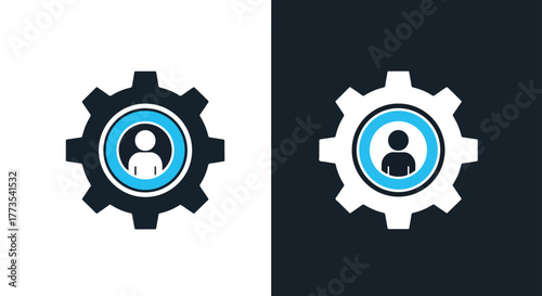 User profile gear setting icon design - Vector icon symbol for website - Icon vector - Blue icon vector