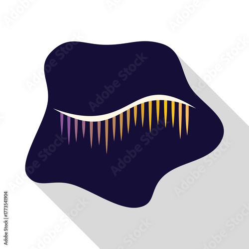 Closed eye with long colorful eyelashes representing beauty, cosmetics, and makeup trends