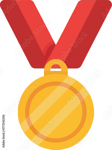 Golden achievement award with red ribbon vector