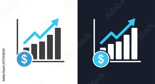 Business growth performance chart icon - Vector icon symbol for website - Icon vector - Blue icon vector