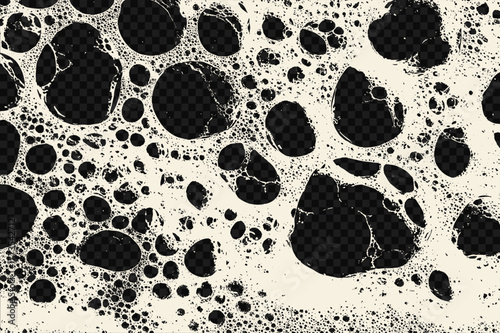 Macro bubble foam background texture. Large and small soapy circles. Detailed detergent pattern for beauty, cleaning design overlays.