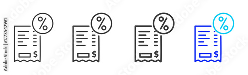 Expense Ratio icon set collection in creative outline style for business featuring smooth line variation suitable for financial freedom strategy and digital growth