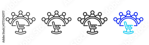 Finance Roundtable icon set collection in creative outline style for business featuring smooth line variation suitable for financial freedom strategy and digital growth