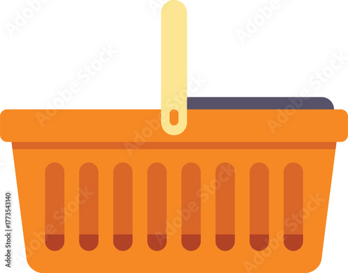 Simple icon of an empty shopping basket, representing online shopping, retail, and consumerism